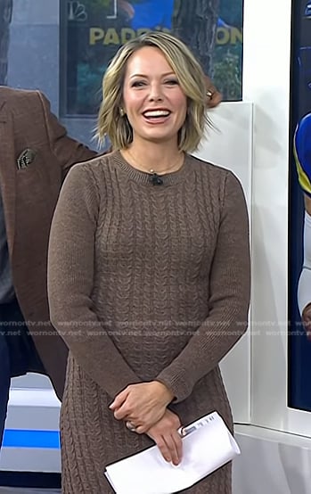 Dylan’s brown cable knit sweater dress on Today