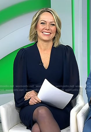 Dylan's navy v-neck chiffon sleeve dress on Today