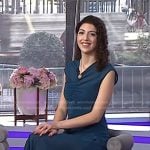 Elena Nicolaou’s teal blue ruched dress on Today