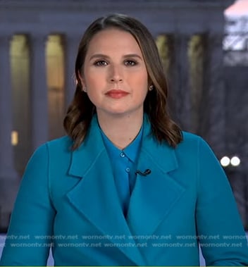 Elizabeth’s blue wrap coat on Good Morning America