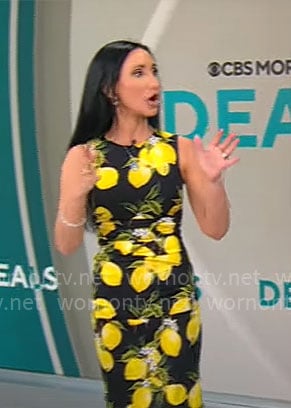 Elizabeth Werner's lemon print dress on CBS Mornings