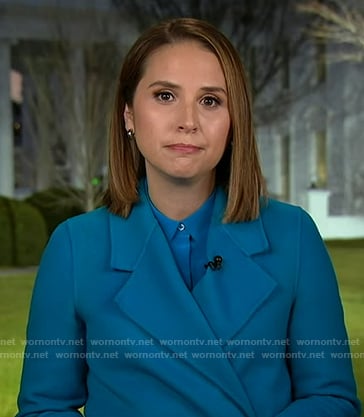 Elizabeth's blue wrap coat on Good Morning America