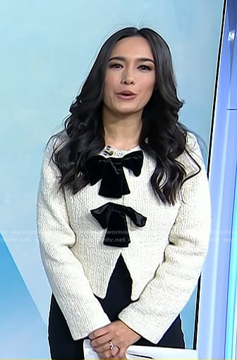 Emilie’s white bow detail jacket on Today