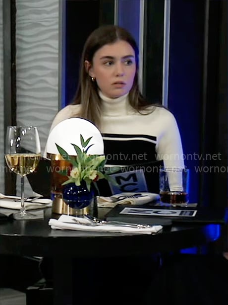 Emma's striped turtleneck sweater on General Hospital