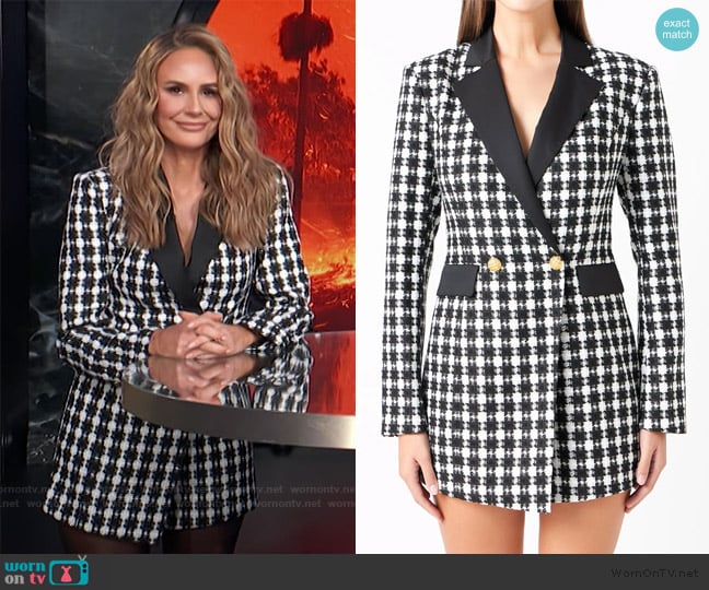  Premium Houndstooth Blazer Romper worn by Keltie Knight on E! News