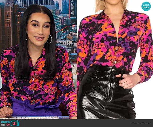 Equipment Femme Leema Top worn by Morgan Radford on NBC News Daily