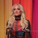 Erika Jayne’s black printed mesh top and skirt on Sherri