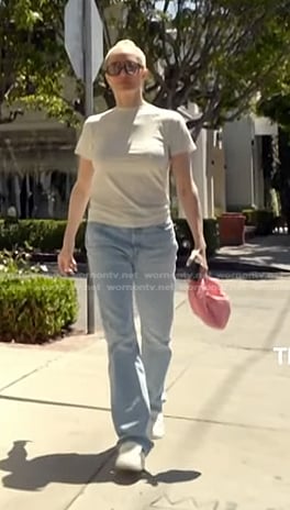 Erika's pink knot bag and jeans on The Real Housewives of Beverly Hills