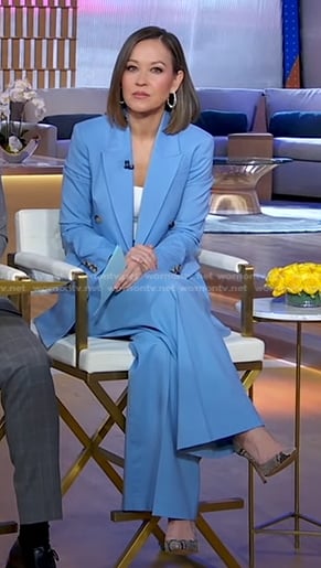 Eva's blue blazer and wide-leg pant suit on Good Morning America