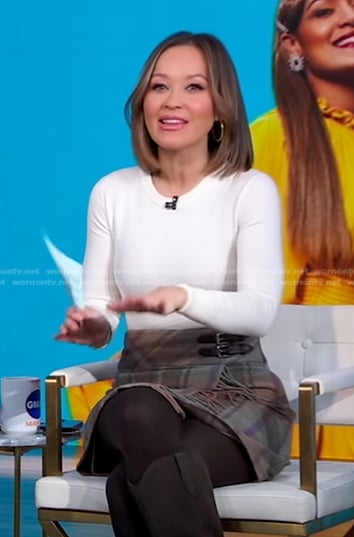 Eva’s plaid fringed skirt on Good Morning America