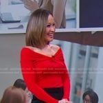 Eva’s red long sleeve off-shoulder top on Good Morning America