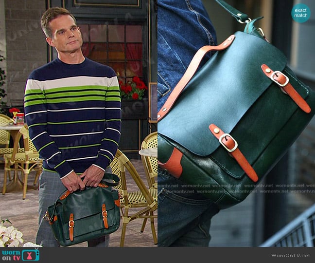 Everhandmade Briefcase Messenger Bag worn by Leo Stark (Greg Rikaart) on Days of our Lives