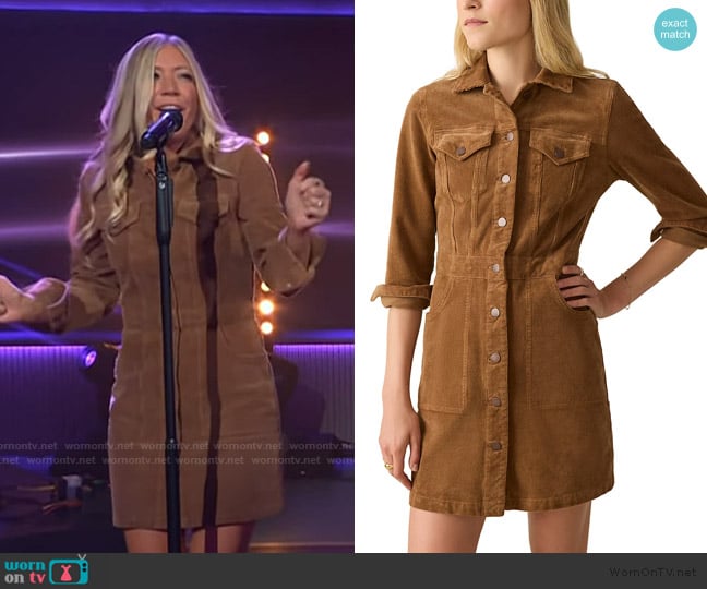 Ellie’s brown suede shirtdress on The Kelly Clarkson Show