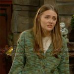 Faith’s green space-dye cardigan on The Young and the Restless