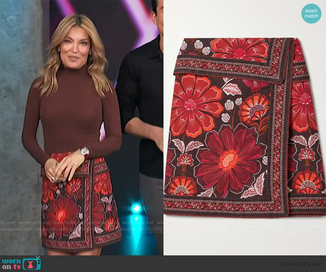 FARM Rio  Gigi Tapestry Miniskirt worn by Kit Hoover on Access Hollywood