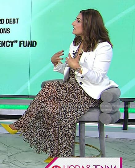 Farnoosh Torabi’s leopard print dress and white blazer on Today