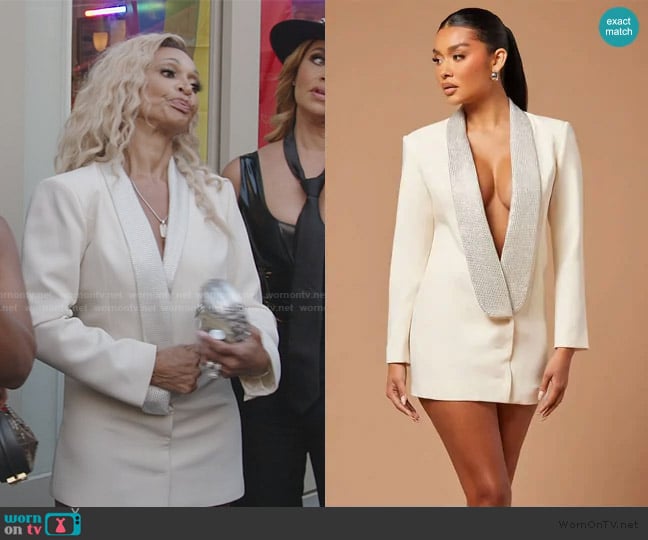 Fashion Nova Francesca Blazer Micro Mini Dress worn by Karen Huger on The Real Housewives of Potomac