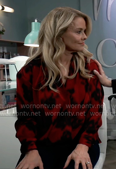 Felicia's red floral blouse on General Hospital