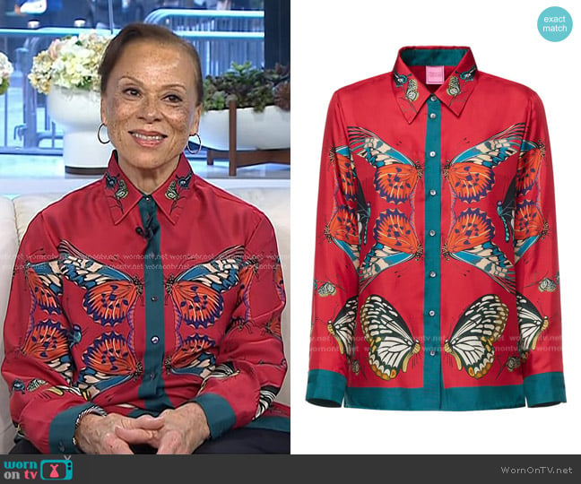 Franco Ferrari Silk Shirt in Butterfly Print worn by Lonnie Ali on Today