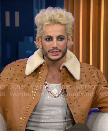 Frankie Grande's leather and shearling jacket on CBS Mornings