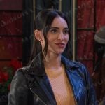 Gabi’s black leather moto jacket on Days of our Lives