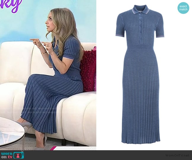 Gabriela Hearst Eyot Knit Maxi Dress in Denim Blue Cashmere Silk worn by Dr Becky Kennedy on Today