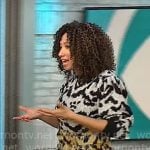 Gabrielle Kerr’s animal print sweater and skirt on CBS Mornings