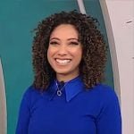 Gabrielle Kerr’s blue collared sweater on CBS Mornings