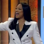 Garcelle Beauvais’s white contrast suit on Live with Kelly and Mark