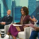Gayle King’s burgundy colorblock knit dress on CBS Mornings