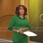 Gayle King’s green dress with black stripes on CBS Mornings