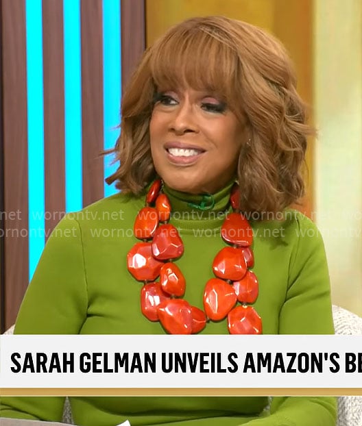 Gayle King's green turtleneck dress on CBS Mornings