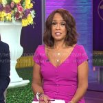 Gayle King’s pink buttoned v-neck dress on CBS Mornings