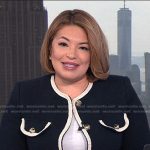 Gilma Avalos's contrast trim tweed jacket on NBC News Daily