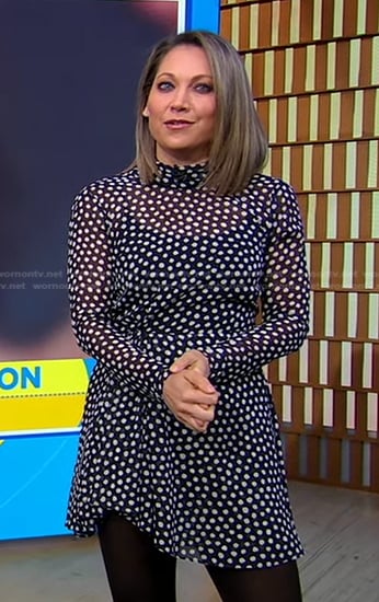 Ginger's black polka dot mini dress on Good Morning America