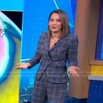 Ginger’s blue plaid blazer and pant suit on Good Morning America