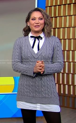 Ginger's grey cable knit sweater dress on Good Morning America