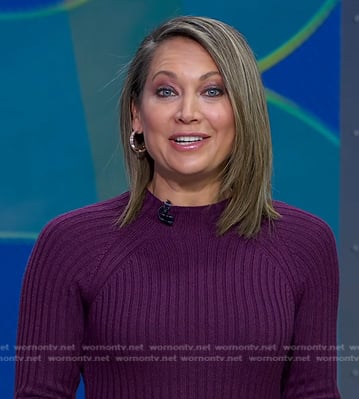 Ginger's purple ribbed sweater dress on Good Morning America