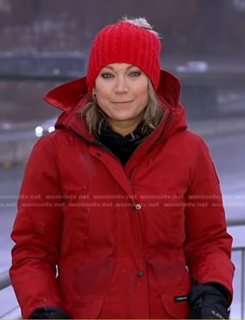 Ginger's red hooded jacket on Good Morning America