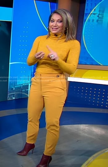 Ginger's yellow turtleneck and pants on Good Morning America