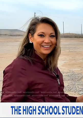 Ginger's burgundy bomber jacket on Good Morning America