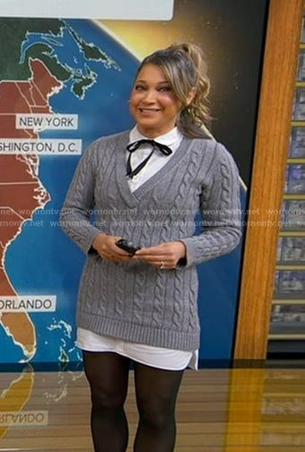 Ginger's grey cable knit sweater dress on Good Morning America