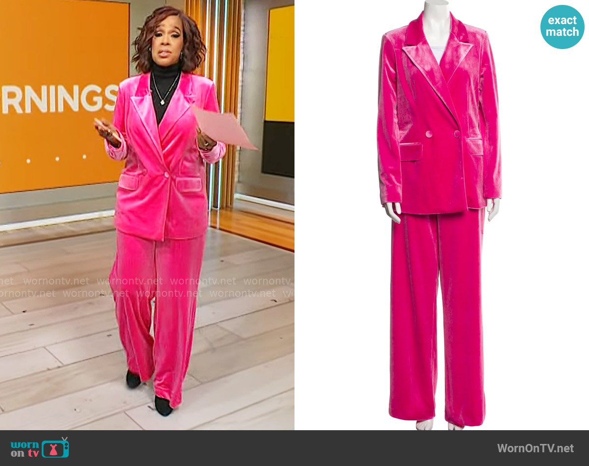 Good American Velvet Suit worn by Gayle King on CBS Mornings