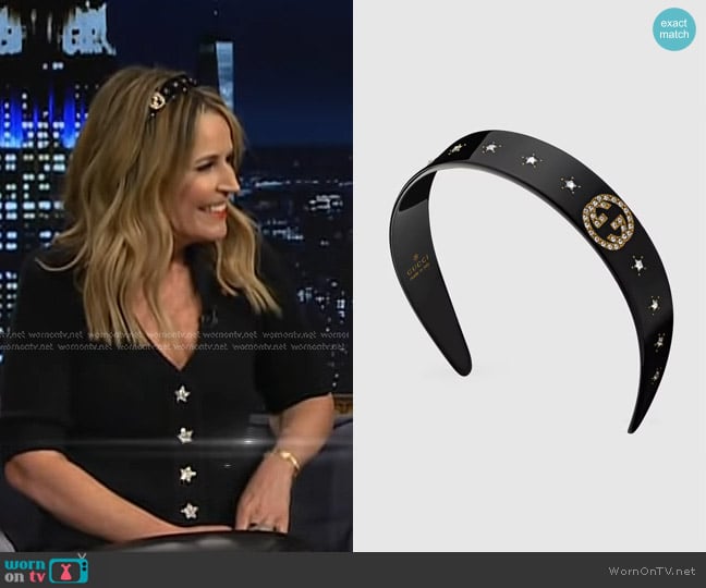 Gucci Crystal Interlocking G Headband worn by Savannah Guthrie on Today