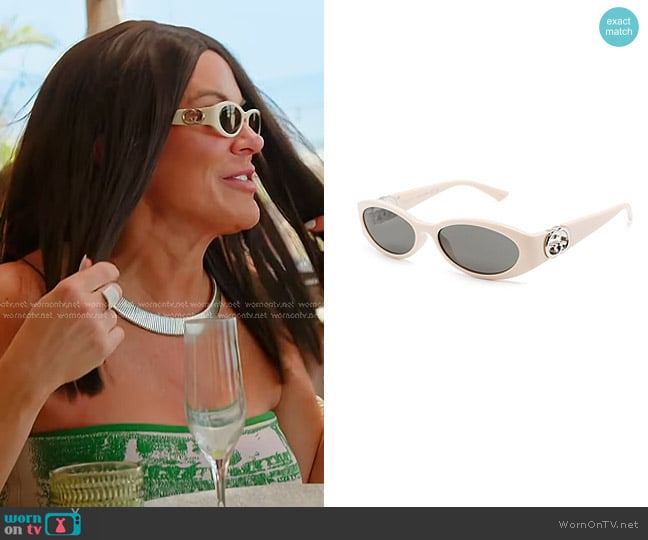 Gucci Oval-frame Tinted-lenses Sunglasses worn by Heather Gay on The Real Housewives of Salt Lake City