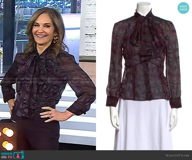 Gucci Vintage Tie Neck Blouse worn by Joy Bauer on Today