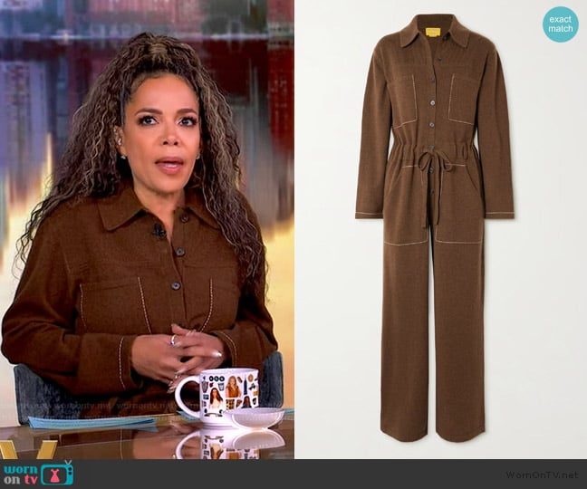 Guest in Residence Everywear cashmere jumpsuit worn by Sunny Hostin on The View