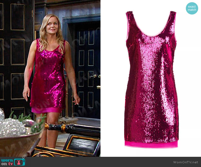 Halston Aishia Sequin Minidress in Begonia worn by Belle Brady (Martha Madison) on Days of our Lives