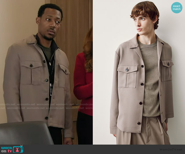 H&M Regular Fit Pocket Detail Shacket worn by Gregory Eddie (Tyler James Williams) on Abbott Elementary