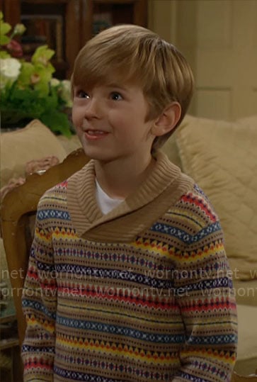 Harrison's fair isle print sweater on The Young and the Restless